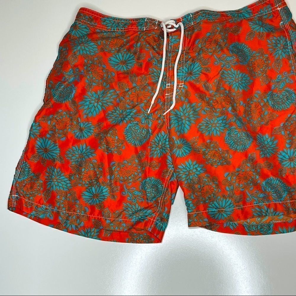 XXL Trunks Red-Teal-Rust Floral Pattern Swim Trunks - Picture 5 of 5